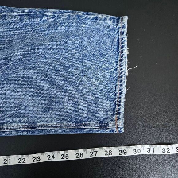 American Eagle Womens Baggy High Rise Jeans Size 12 Short Blue Distressed Grunge - Picture 8 of 8